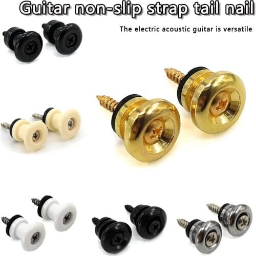 Cover mushroom flat head metal ABS guitar tail nail strap buckle strap button electric guitar strap nail full set