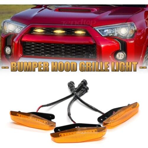 Tendtop Car Lamp LED Light Front Grille Decoration Fender For 2014-up Toyota 4Runner Grille Include SR5 TRO Off-Road Limited