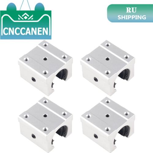 4pcs/Lot SBR12UU SBR16UU SBR20UU Aluminum Open Linear Motion Bearing Linear Ball Bearing Slide Block For Linear Rail CNC Part