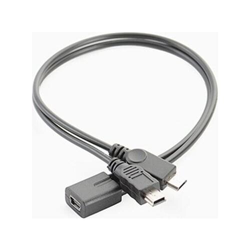 5pcs/lot Mini USB 5 Pin Female to Micro USB Mini 5 Pin Male Cable Y Splitter Charging cable 30cm