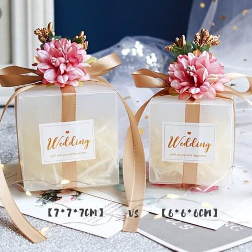 50Pcs/Lot Wedding Gift Box Transparent Plastic Packaging Bag Baby Shower Chocolate Favor Boxes Party Supplies