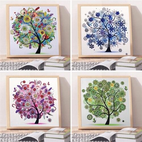 DIY Diamond Embroidery Four Seasons Fortune Tree Diamond painting 5D small landscape European style diamond hanging painting