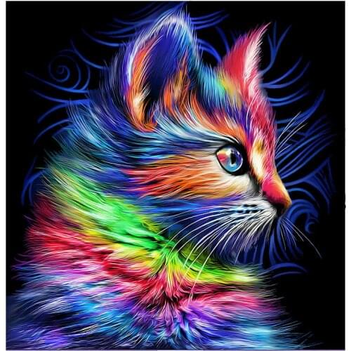 DIY Diamond Painting Cross Stitch Animals Cat Diamond Mosaic Full Round Square Drill Diamond Embroider Home Decor Needlework Kit