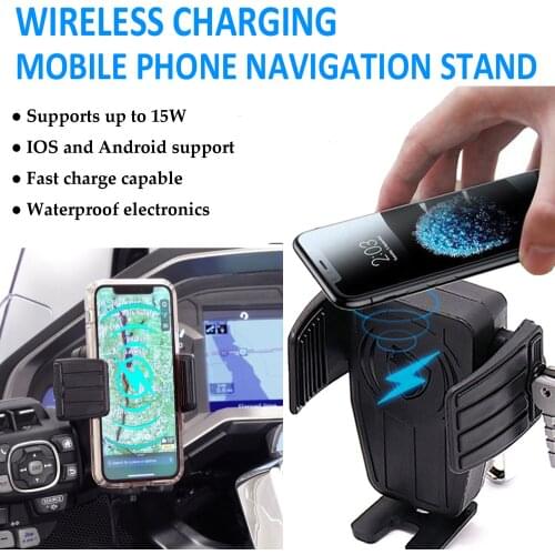 15W Wireless Charger Motorcycle Mobile Phone Bracket Holder Support Stand For Gold Wing Tour DCT Airbag GL1800 F6B 2018-2020