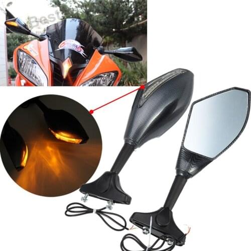 Carbon Fiber Look Rear View Side Mirrors For Kawasaki ZX6R 1998-2004, ZX10R 2004-2005, Ninja 250R 650R 2009 2010 2011