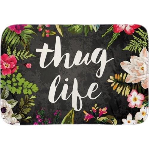Thug Life Home Welcome Doormat Flowers Decor Door Mats For Living Room Bedroom Soft Short Plush Fabric Indoor Outdoor Floor Mat