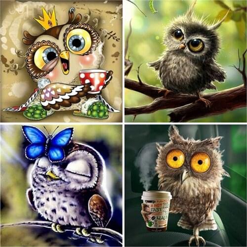 Evershine 5D DIY Diamond Painting Owl Cross Stitch Kit Diamond Embroidery Sale Animal Full Square Round Mosaic Home Decor