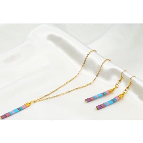 Go2boho Tila Beads Jewelry Sets Necklace Jewelry Miyuki Tila Earrings Necklaces For Women Stainless Steel Chain Jewellery Set