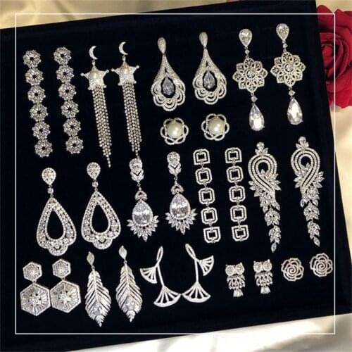 Hyperbole Fine Jewelry Drop Earrings For Women Solid 925 Silver Long Tasssels Earring Cubic Zirconia Bridal Wedding Aretes