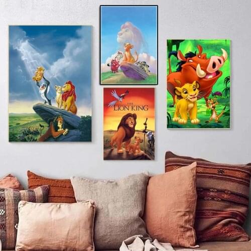 Disney Lion King Anime Canvas Painting Animals Wall Art Classical Moive Posters and Prints Childrens Room Pictures Decoration