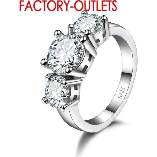925 Sterling Silver Ring CZ Cubic Zirconia Prong Setting 7 Colours Fashion Jewelry Women Girls Party Engagement Wholesale