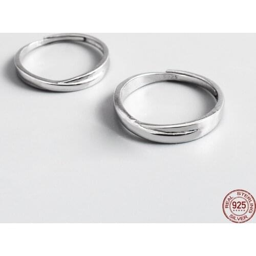 LKO Simplicity Design Mobius 925 Sterling Silver Rings Minimalism For Lovers Adjustable Rings Be Engaged Wedding Ornaments