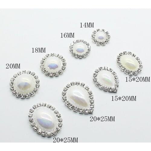 Metal Buttons White Colorful Mix Size man-made Pearl Buttons 10pcs/Lot Silver Buttons Decor Handwork DIY Accessories