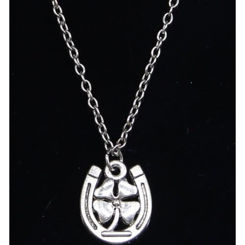 New Fashion Necklace 18x15mm horseshoe lucky clover Pendants Short Long Women Men Colar Gift Jewelry Choker