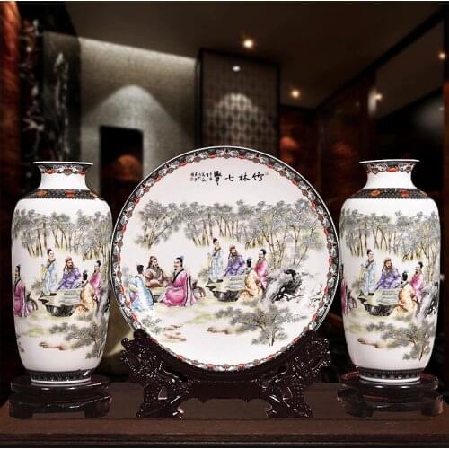 New Arrival Antique Jingdezhen Ceramic Vase Set Classical Chinese Traditional Handmade Eggshell Vase Flower Vases Porcelain Vase