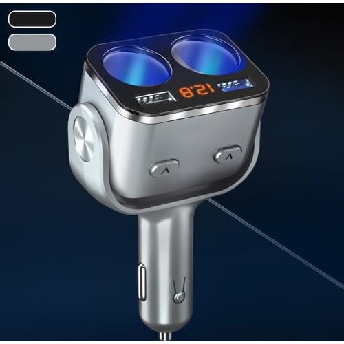 New 12V-24V Car Cigarette Lighter Auto Splitter Socket Dual USB Car Charger QC 3.0 Fast Charge with Switch Voltage Display