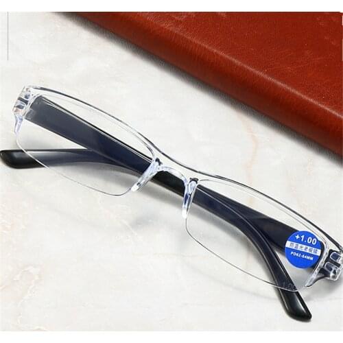 Fashion Retro Square Anti-blue Reading Glasses Man Woman Unisex Portable Ultra-light Half-frame Reading Glasses +1.0 To +4.0