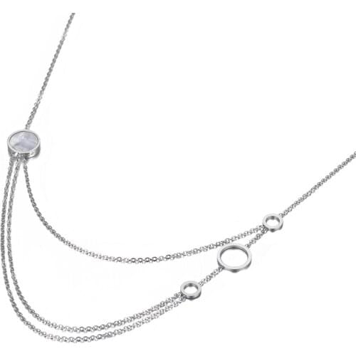 Trendy Bohemia Stainless Steel Three Layer Geometry Circle Charm Choker Necklace Beach Chain Necklace For Women N20060