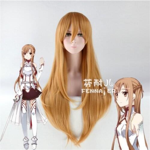 Cosplay Anime Sword Art Online Yuuki Asuna Long wig Costume SAO Yuki Asuna Women Synthetic Hair Halloween Party Role Play wigs