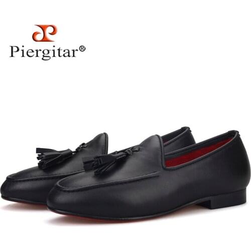 Piergitar New Handmade Kid Leather Loafers Parental Shoe design Childrens Tassel Shoes For Birthday Comfortable Cotton Insole