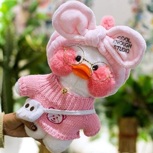 30cm LaLafanfan Cafe Duck Plush Toy Cartoon Cute White Duck Stuffed Doll Soft Animal Dolls Girl Toys Birthday Gift for Children