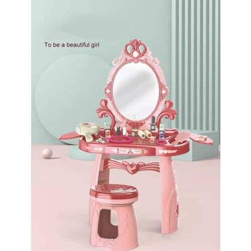 Holiday Birthday Gift Kids toys Dressing table Child Pretend Play toys Girl Make up Beauty toys Simulation Light Music Baby toy