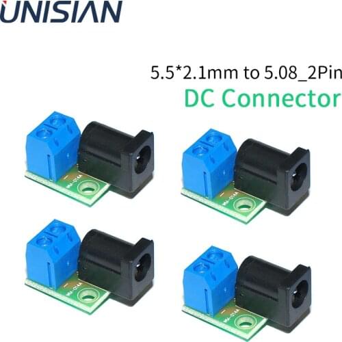 UNISIAN Dc Power Supply Module DC Power Adapter connector board 5.5*2.1 jack to 2 pin 5.08 port for home power amplifier