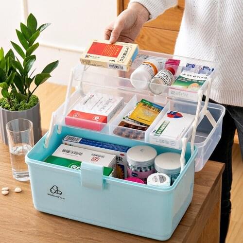 Aihe Medicine Box 3 Layer Capacity Storage Box Family Medical Storage Box First Aid Kit Medical Box Portable Medicine Chest