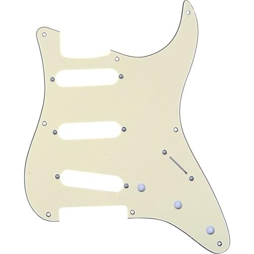 Musiclily Pro 8-Hole 50s 57 Vintage Style Strat SSS Guitar Pickguard for American Stratocaster, 3Ply Cream