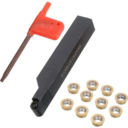 SRAPR1616H10 16x16x100mm SRAPR1616H10 Face Milling External Lathe Blade Holder + 10pcs RPMT10T3MO Inserts