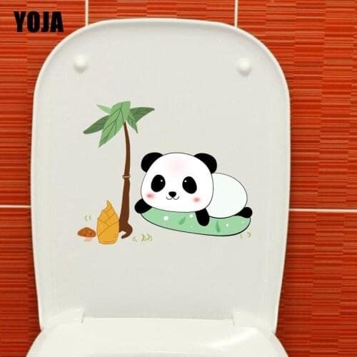 YOJA 22.2X18.5CM Cartoon Animal Panda Toilet Home Decor Wall Sticker Decal T3-1117