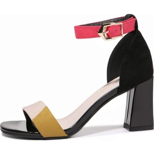 Open-Toed Horseshoe Heel Sandals, Color-Blocking One-Line Buckle WomenS Shoes, WomenS Platform Shoes