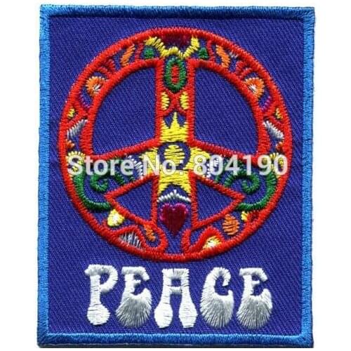3" Peace sign hippie boho retro flower power love hippy motorcycle MC biker emo punk rockabilly applique iron on patch Wholesale