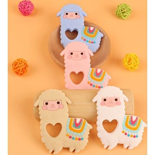 Kovict 1pcs New Baby Teether Cartoons Sheep Chewing Pandent Accessories DIY Jewelry Pacifier Clip Teething Toy