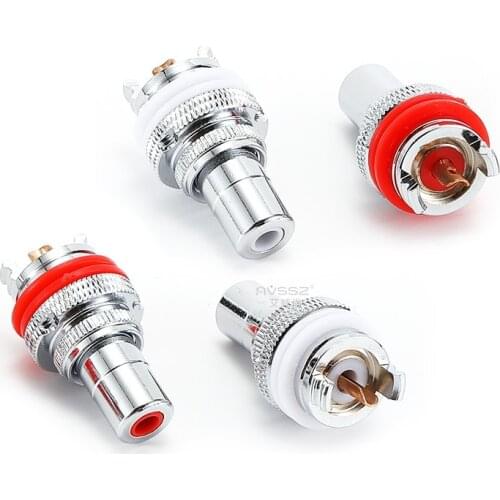1Pcs HiFi fever grade copper and rhodium-plated RCA female audio amplifier socket AV audio terminal dvd