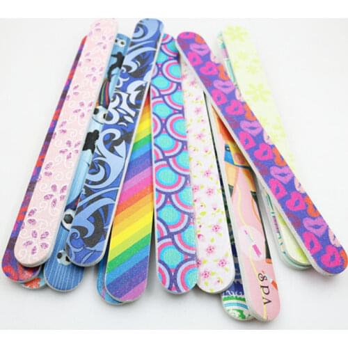 1 Set Disposable Printing Double Sided Nail File Nail Polishing Buffer Lime Nail Care Toe Pedicure Manicure Tools 10 Pcs