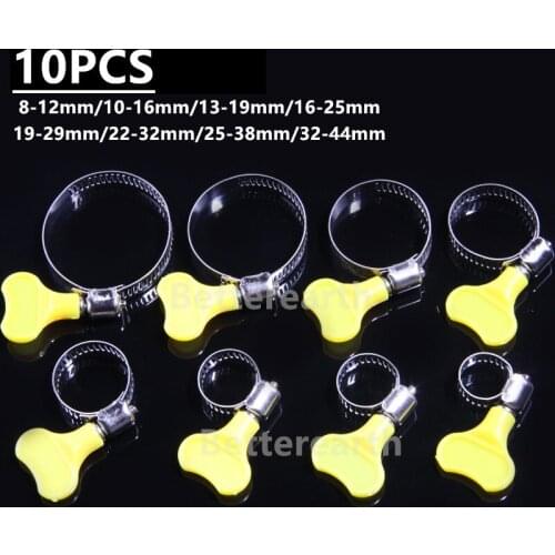 10PCS 8-44mm Stainless Steel Pipe Hose Clips Spring Clamps Fuel Line Hose Water Pipe Air Tube Clamp Set