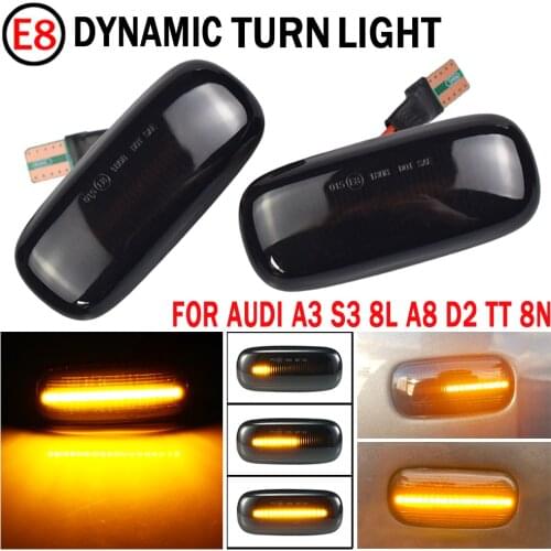 2pcs For Audi A3 S3 8L 2000-2003 A8 D2 1999-2002 TT 8N 2000-2006 LED Dynamic Turn Signal Light Side Fender Marker Lamp