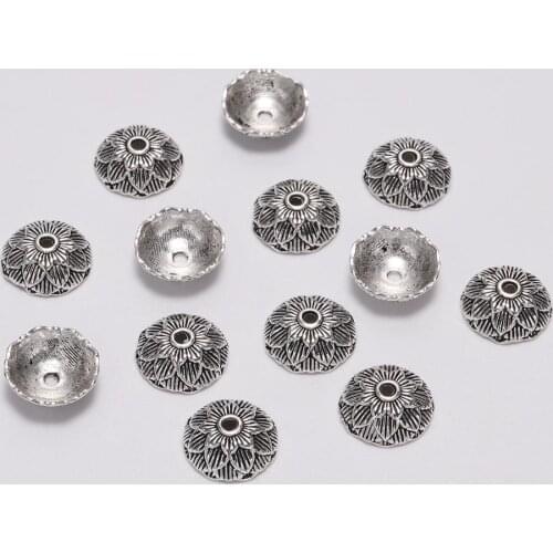 20pcs/Lot 12 mm Antique Lotus Flower Bead Caps Round Torus Loose Sparer End Beads Caps For DIY Jewelry Making Handmade