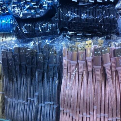 200Pcs/lot 1M 2M Flat Braided Micro USB Fast Data Sync Charger Cable Cord For iPhone 6 6s 7 8 plus 5s