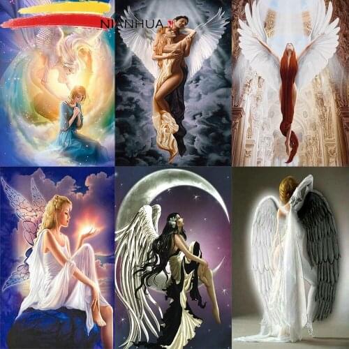 NIANHUA Square Diamond Embroidery Angel Cartoon 5D DIY Round Cross Stitch Baby Art Painting Kit Home Decoration