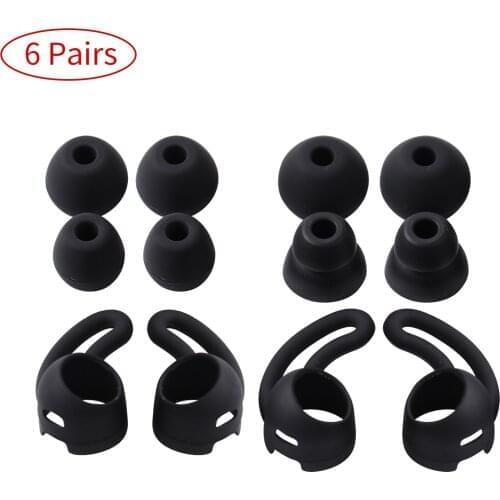 6 Pairs Soft Silicone Ear Buds Tips Replacements Anti-Slip Noise Blocking Earhooks Ear Tips Covers in-Ear Earphones Accessories