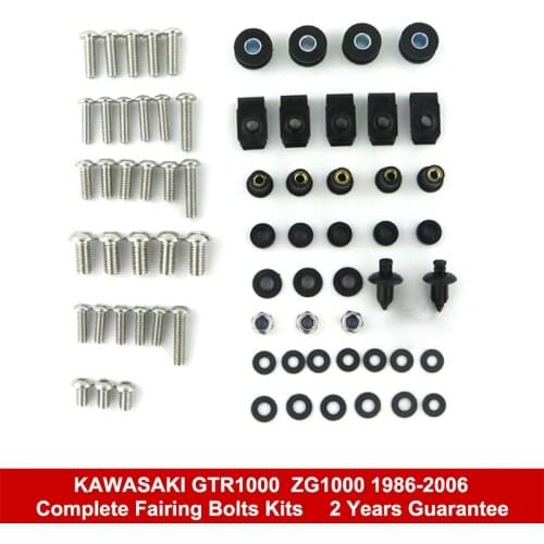 Fit For Kawasaki GTR1000 ZG1000 1986-2006 Motorcycle Complete Fairing Bolts Kit Bodywork Clips Covering Bolts Stainless Steel