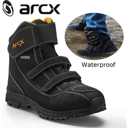 ARCX Motorcycle Cow Leather Boot Men Motorcycle Shoes Waterproof Genuine Boots Riding Biker Shoes Motorbike Botas Moto