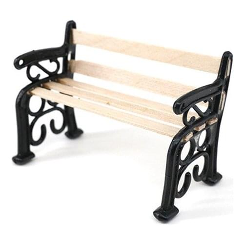Wooden Park Bench for 1/12 Dollhouse Garden Furniture Miniature Decor Toy