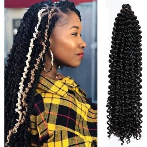 ONYX Long 18" Passion Twist Crochet Hair Extensions Synthetic Water Wave Braiding Hair Bohemia Crochet Braids Hair Extensions