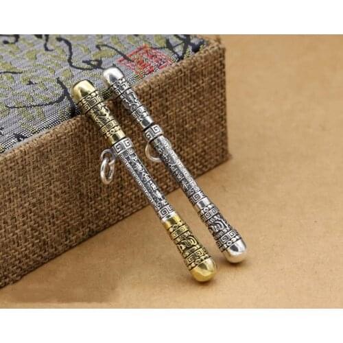 EDC 925 Silver with Brass Knife Beads A Pendant Paracord Outdoor DIY Decorations 925 Silver with Brass Camping Gear EDC Tools
