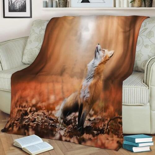 Animal Fox Flannel Throw Blanket 3D Printed Keep Warm Sofa Child Blanket Home Decor Textiles Dream Family Gift