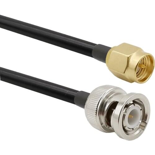 SMA Male to BNC Male LMR195 RF Coaxial Extension Jumper Cable BNC Plug to SMA Plug RF Antenna Cable 50 Ohm Low Loss 1-30M
