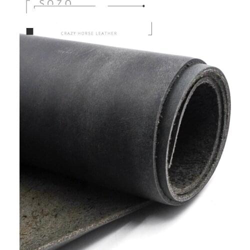 Handmade leather top layer cowhide crazy horse leather 2.0mm vegetable tanned oil wax leather leather retro black